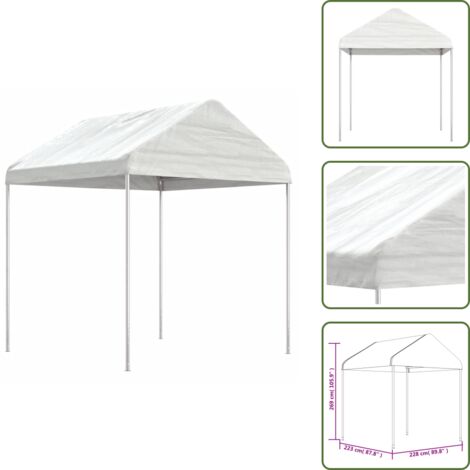 The Living Store Gazebo con Tetto Bianco 2,28x2,23x2,69 m in Polietilene - Protezione dal sole