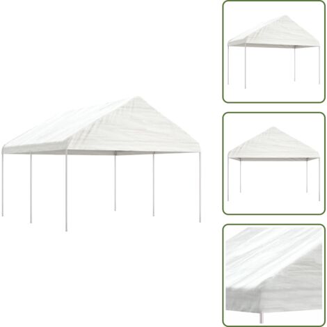 The Living Store Gazebo con Tetto Bianco 4,46x4,08x3,22 m in Polietilene - Ombra