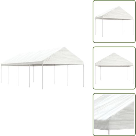 The Living Store Gazebo con Tetto Bianco 8,92x4,08x3,22 m in Polietilene - Ombra