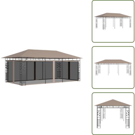 The Living Store Gazebo con Zanzariera 6x3x2,73 m Talpa 180 g/m² - Ombrellone
