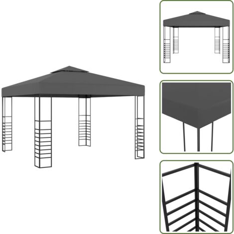 The Living Store Gazebo da Giardino 3x3 m Antracite - Ombrellone da giardino