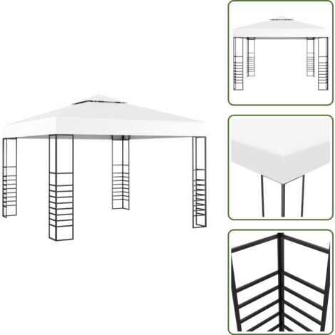 The Living Store Gazebo da Giardino 3x3 m Bianco - Ombrellone da giardino