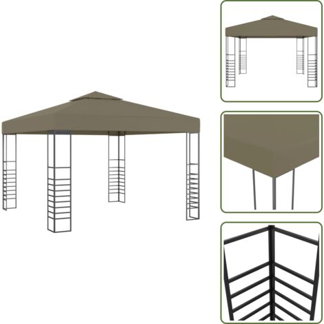 The Living Store Gazebo da Giardino 3x3 m Grigio Talpa 180 g/m² - Ombrellone da giardino