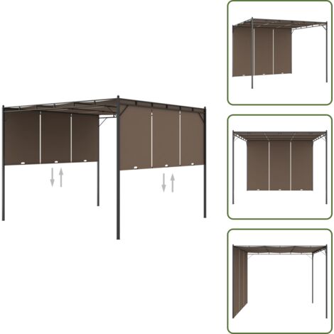 The Living Store Gazebo da Giardino con Tenda Laterale 3x3x2,25 m Talpa - Tenda da sole