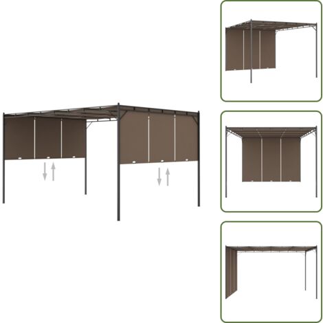 The Living Store Gazebo da Giardino con Tenda Laterale 4x3x2,25 m Talpa - Tenda laterale