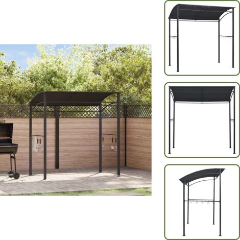 The Living Store Gazebo per Barbecue 215x150x220 cm Antracite in Acciaio - Ombrellone barbecue