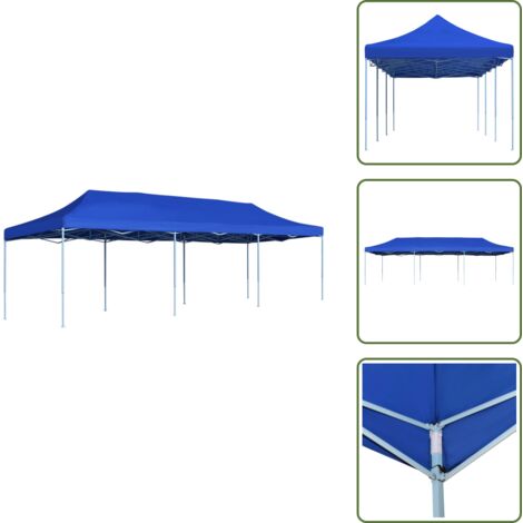 The Living Store Gazebo Pieghevole Pop-Up 3x9 m Blu - Gazebo all'aperto