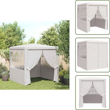 The Living Store Gazebo Professionale con Pareti 2x2 m Bianco 90 g/m² - Tenda da giardino