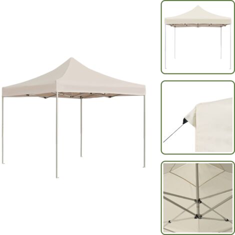 The Living Store Gazebo Professionale Pieghevole Alluminio 2x2 m Crema - Gazebo pieghevole