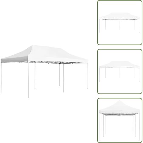 The Living Store Gazebo Professionale Pieghevole Alluminio 6x3 m Bianco - Tenda pieghevole
