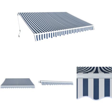 The Living Store Gelenkarmmarkise 350 cm Blau/Weiß - Markisen