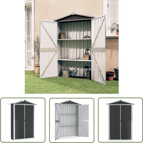 The Living Store Gerätehaus Anthrazit 116x45x175 cm Verzinkter Stahl - Gartenschuppen - Gerätehaus - Werkzeuglager - Outdoor-Aufbewahrung - Metallschupp