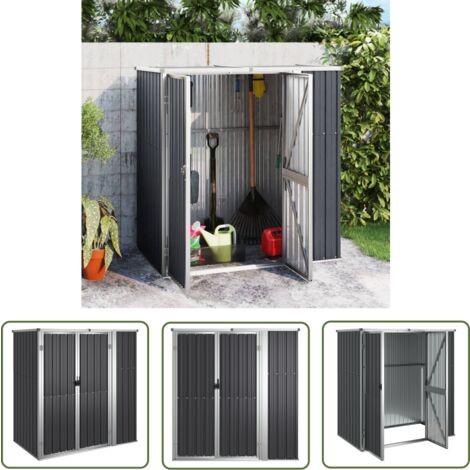 The Living Store Gerätehaus Anthrazit 161x89x161 cm Verzinkter Stahl - Geräteschuppen - Gartenhaus - Werkzeuglager - Outdoor Aufbewahrung - Anthrazit
