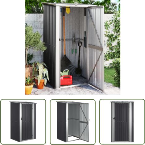 The Living Store Geräteschuppen Anthrazit 118,5x97x209,5 cm Verzinkter Stahl - Geräteschuppen - Gartenhaus - Werkzeuglager - Außenschrank - Anthrazit