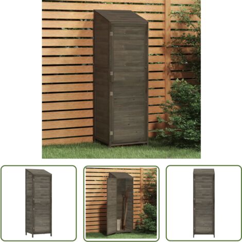 The Living Store Geräteschuppen Anthrazit 55x52x174,5 cm Massivholz Tanne - Holz Gartenhaus - Holzhäuschen - Geräteschuppen - Gartenablage - Werkzeuglager