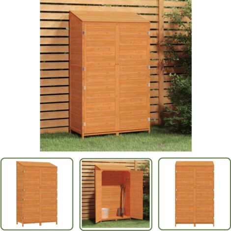 The Living Store Geräteschuppen Braun 102x52x174,5 cm Massivholz Tanne - Holz Gartenhaus - Holzhäuschen - Geräteschuppen - Werkzeuglager - Outdooraufbewahrung