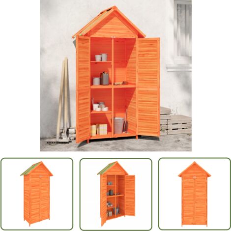 The Living Store Geräteschuppen Braun 89x52,5x175 cm Massivholz Kiefer - Geräteschuppen - Holzshed - Gartenhaus - Werkstatt - Lagerraum