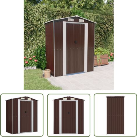 The Living Store Geräteschuppen Dunkelbraun 192x108x223 cm Verzinkter Stahl - Geräteschuppen - Gartenhaus - Werkzeuglager - Außenschuppen - Metallschuppn