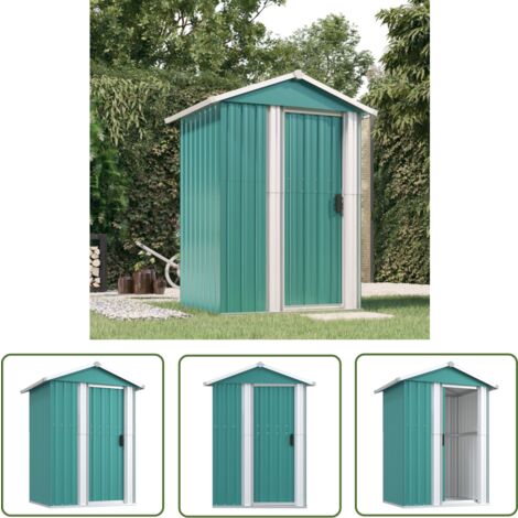 The Living Store Geräteschuppen Grün 126x97,5x177 cm Verzinkter Stahl - Gartenschuppen - Werkzeuglager - Außenschuppen - Gartenhäuschen - Lagerschrank