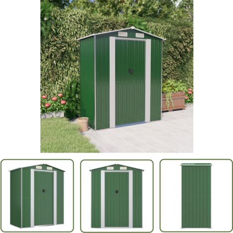 The Living Store Geräteschuppen Grün 192x108x223 cm Verzinkter Stahl - Gartenschuppen - Gerätehaus - Werkzeuglager - Außenaufbewahrung - Gartenorganisation