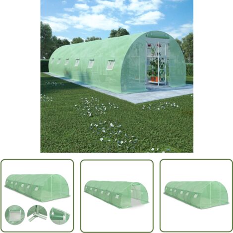 The Living Store Gewächshaus 27m² 900x300x200 cm - Gartengewässhaus - Pflanzenhaus - Gewächshaus Grün - Kunststoffgewächshaus - PE-Netzgewebe