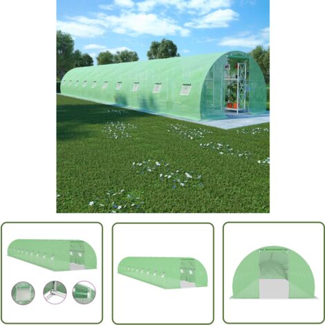 The Living Store Gewächshaus 45 m² 15x3x2 m - Gewächshaus - Pflanzenhaus - Gartenhaus - Schutz Vor Witterung - PE-Netzgewebe