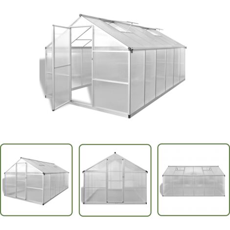 The Living Store Gewächshaus mit Fundament Verstärkt Aluminium 9,025 m² - Aluminium-Gehäuse - Polycarbonat-Planken - Gewächshaus - Gartenhaus - Pflanzenzucht