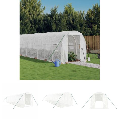 The Living Store - Gewächshaus mit Stahlrahmen Weiß 20 m² 10x2x2 m