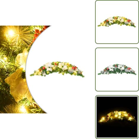 The Living Store Ghirlanda di Natale ad Arco con Lucine LED Verde 90 cm in PVC - Lucine LED