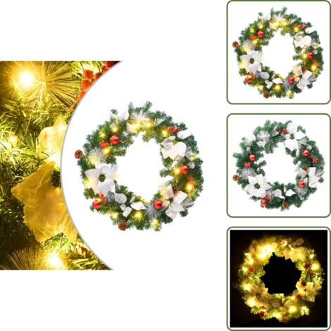 The Living Store Ghirlanda Natalizia con Luci LED Verde 60 cm PVC - Luci led