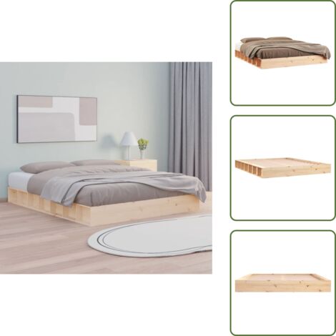 The Living Store Giroletto 120x200 cm in Legno Massello - Letto in legno