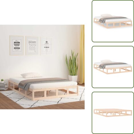The Living Store Giroletto 140x190 cm in Legno Massello - Letto in legno