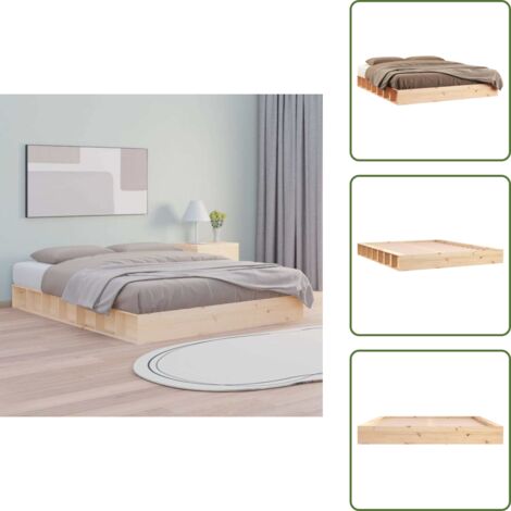The Living Store Giroletto 180x200 cm Super King in Legno Massello - Letto in legno