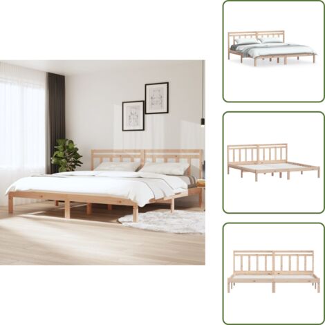 The Living Store Giroletto 180x200 cm Super King in Legno Massello - Testiera in legno