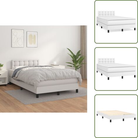 The Living Store Giroletto a Molle con Materasso Bianco 120x200 cm in Similpelle - Materasso a molle