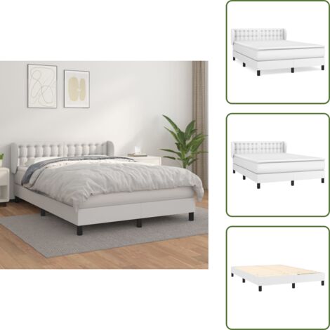 The Living Store Giroletto a Molle con Materasso Bianco 140x190 cm in Similpelle - Materasso a molle
