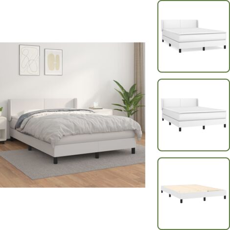 The Living Store Giroletto a Molle con Materasso Bianco 140x200 cm in Similpelle - Materasso a molle