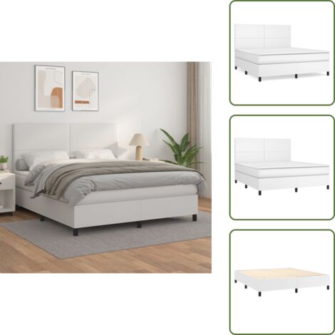The Living Store Giroletto a Molle con Materasso Bianco 160x200 cm in Similpelle - Materasso a molle
