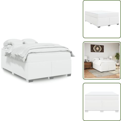 The Living Store Giroletto a Molle con Materasso Bianco 160x200 cm in Similpelle - Materasso a molle insacchettate