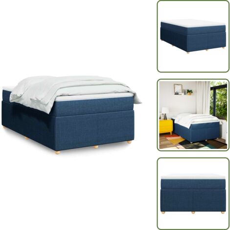 The Living Store Giroletto a Molle con Materasso Blu 120x190 cm in Tessuto - Materasso a molle insacchettate