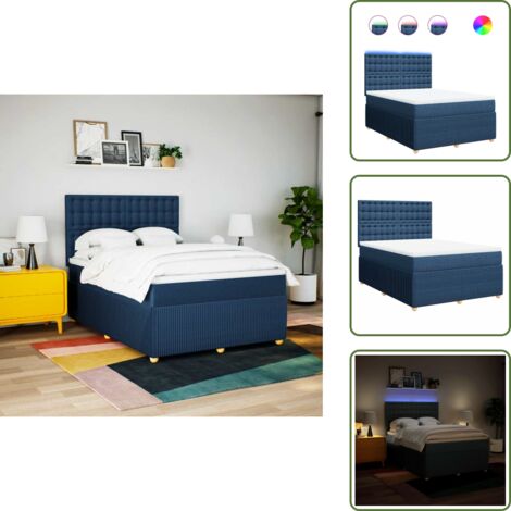 The Living Store Giroletto a Molle con Materasso Blu 160x200 cm in Tessuto - Materasso a molle insacchettate
