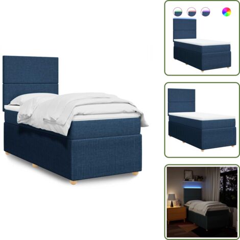 The Living Store Giroletto a Molle con Materasso Blu 80x200 cm inTessuto - Materasso a molle insacchettate