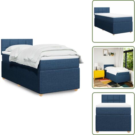 The Living Store Giroletto a Molle con Materasso Blu 80x200 cm inTessuto - Materasso a molle insacchettate