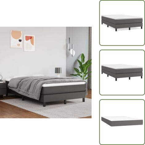 The Living Store Giroletto a Molle con Materasso Grigio 120x200 cm in Similpelle - Materasso a molle