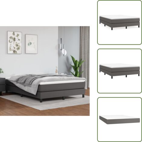 The Living Store Giroletto a Molle con Materasso Grigio 140x190 cm in Similpelle - Materasso a molle