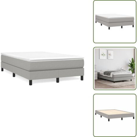 The Living Store Giroletto a Molle con Materasso Grigio Chiaro 120x190cm Tessuto - Materasso a molle