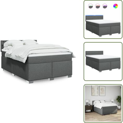 The Living Store Giroletto a Molle con Materasso Grigio Scuro 160x200 cm Tessuto - Materasso a molle insacchettate