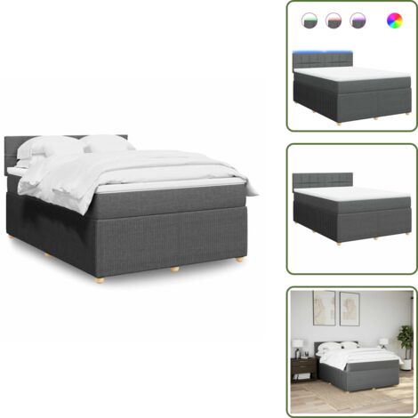 The Living Store Giroletto a Molle con Materasso Grigio Scuro 160x200 cm Tessuto - Materasso a molle insacchettate