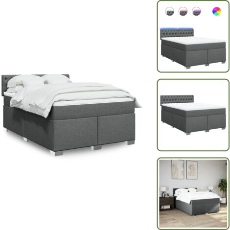 The Living Store Giroletto a Molle con Materasso Grigio Scuro 160x200 cm Tessuto - Materasso a molle insacchettate