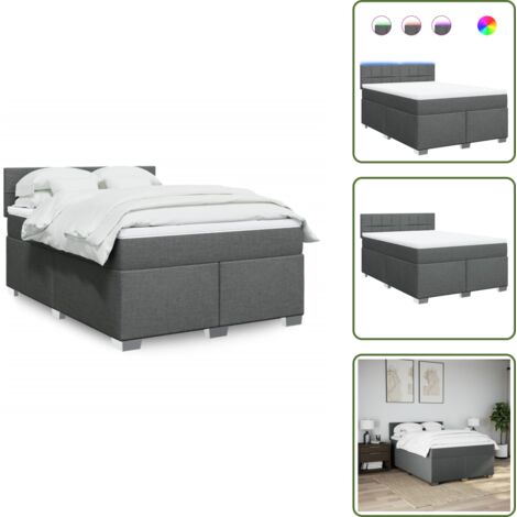 The Living Store Giroletto a Molle con Materasso Grigio Scuro 160x200 cm Tessuto - Materasso a molle insacchettate